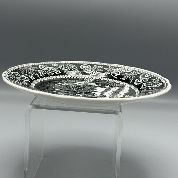 Spode Black and White Salad Plate Georgian Series Woodman Transferware 7.5 Dia - Picture 5 of 5